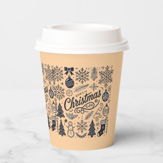 Wegwerp of papieren bekers voor Kerstmis (Achterkant)