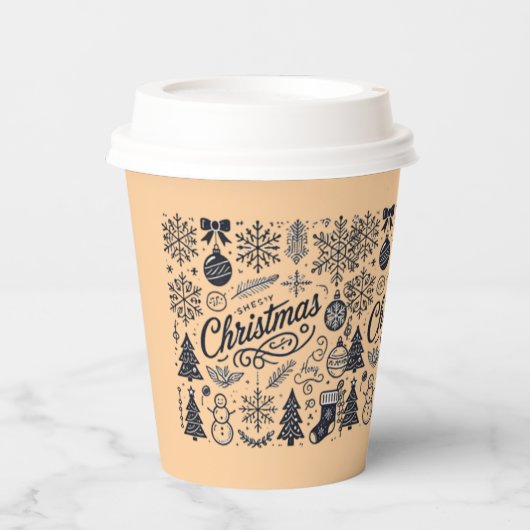 Wegwerp of papieren bekers voor Kerstmis (Voorkant)