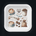 Wegwerp Vrijgezellenfeest Borden Liefde is Brouwen Papieren Bordje<br><div class="desc">Verhoog uw vrijgezellenfeest of vrijgezellenfeest met deze stijlvolle wegwerp borden, met een uniek waterverf koffieontwerp dat perfect is voor een "Love is Brewing" thema. Deze moderne maar rustieke borden combineren een charmant hartmotief met een verfijnde koffielillustratie, ideaal om haar speciale dag te vieren. Gemaakt door Victoria Grigaliunas van Do Tell...</div>