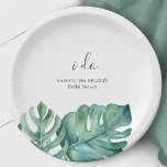 Wegwerp Vrijgezellenfeesten Borden palmbladeren Papieren Bordje<br><div class="desc">Verbeter uw vrijgezellenfeest met deze elegante wegwerpbare borden, met tropische monstera palmbladeren. Personaliseer ze moeiteloos met behulp van de meegeleverde sjabloon velden om uw aangepaste tekst toe te voegen. Bestel in kleine aantallen of bulk voor uw bruiloft of vrijgezellenfeest. Ontdek meer decoratief servies zoals dit op www.zazzle.com/dotellabelle. Elk bord toont...</div>