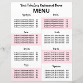 Wegwerpmenu restaurant voor Covid-19 roze (Voorkant)