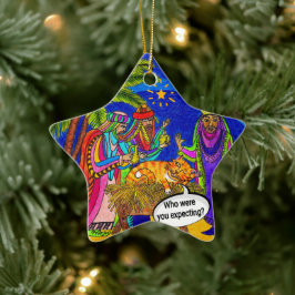 Wegwezen in een Manger Keramisch Ornament