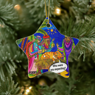 Wegwezen in een Manger Keramisch Ornament