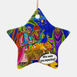 Wegwezen in een Manger Keramisch Ornament