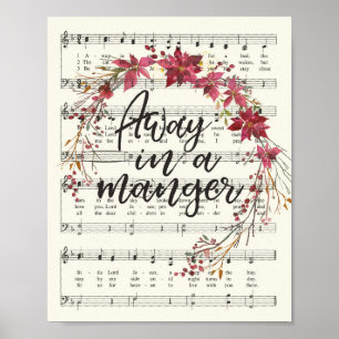 Wegwezen in een Manger Kerstman Hymn Poster