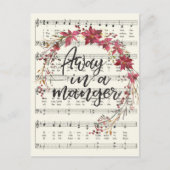 Wegwezen in een Manger Kerstmis Wreath Hymn Feestdagenkaart (Voorkant)