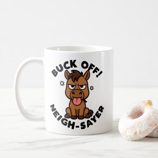 Wegwezen! Neigh-sayer Koffiemok (Met donut)