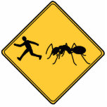 Wegwijzer - Giant Ant uitgesneden sculptuur Fotobeeldje Magneet<br><div class="desc">"Aanval van de B film." Grappig teken gemaakt in de stijl van een verkeersbord.</div>
