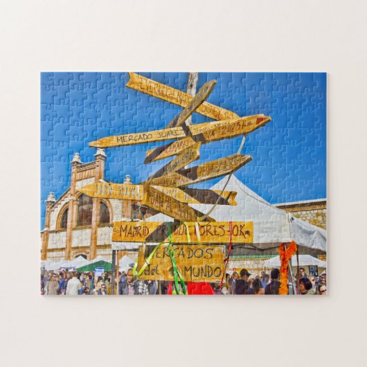 Wegwijzer in Madrid. Legpuzzel (Horizontaal)