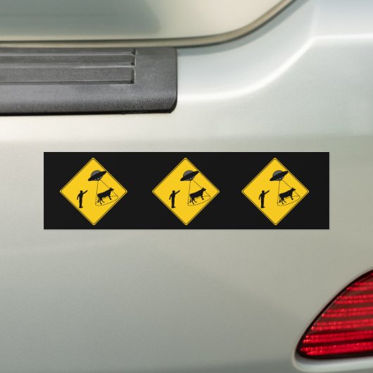 Wegwijzer — Koe en UFO Bumpersticker (Op auto)