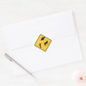 Wegwijzer — Koe en UFO Ronde Sticker (Envelop)