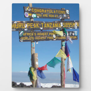 Wegwijzer op de top van Kilimanjaro Kenia Fotoplaat