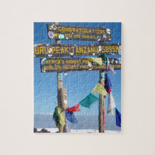 Wegwijzer op de top van Kilimanjaro Kenia Legpuzzel