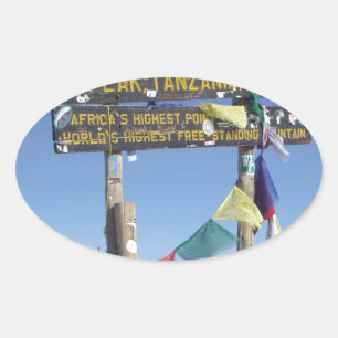 Wegwijzer op de top van Kilimanjaro Kenia Ovale Sticker