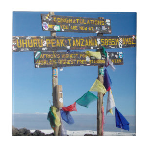 Wegwijzer op de top van Kilimanjaro Kenia Tegeltje