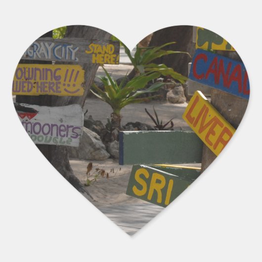 Wegwijzer Rum Point Grand Cayman Hart Sticker (Voorkant)