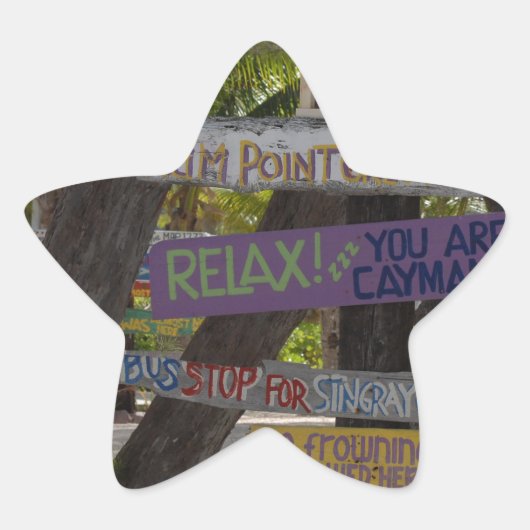 Wegwijzer Rum Point Grand Cayman Ster Sticker (Voorkant)