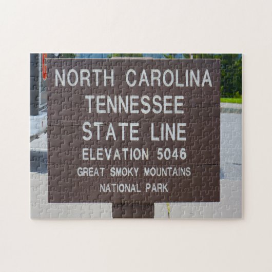 Wegwijzer Staatsgrens Tennessee. Legpuzzel (Horizontaal)