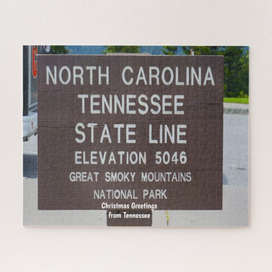 Wegwijzer Staatsgrens Tennessee. Legpuzzel (Horizontaal)