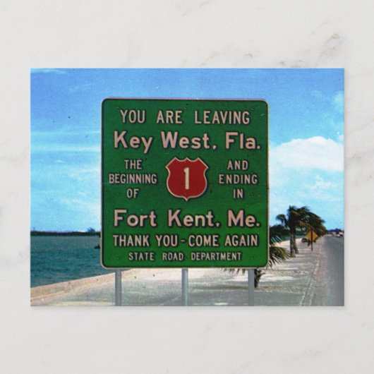 Wegwijzer vanuit Key West, Vintage van Florida Briefkaart (Voorkant)