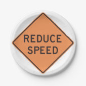 Wegwijzer voor lagere snelheid papieren bordje (Voorkant)