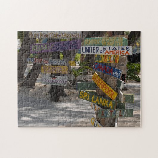 Wegwijzers bij Rum Point. Grand Cayman Legpuzzel (Horizontaal)