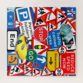 Wegwijzers en -auto's legpuzzel (Horizontaal)