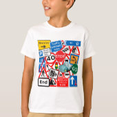 Wegwijzers en -auto's t-shirt (Voorkant)