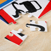 Wegwijzers en kleurrijke auto's legpuzzel (Zijkant)