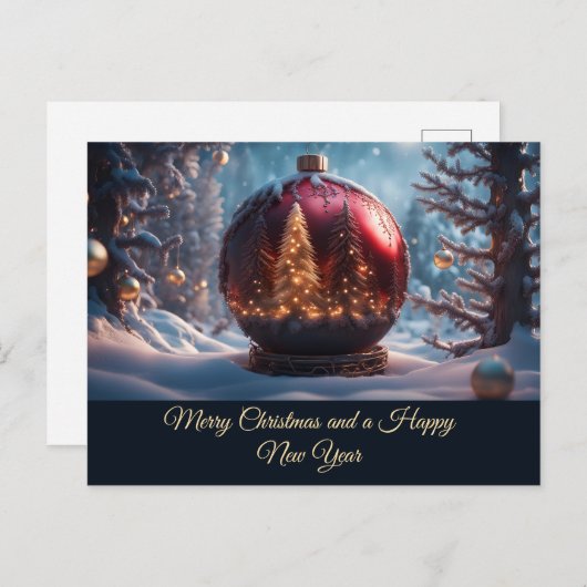 Wehnachtskugel engl briefkaart (Voorkant / Achterkant)