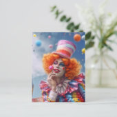Weiblicher Clown mit Blumen. Lustige Postcard Briefkaart (Staand voorkant)