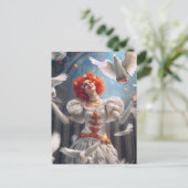 Weiblicher Clown mit Tauben. Lustige Postcard Briefkaart (Staand voorkant)