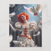 Weiblicher Clown mit Tauben. Lustige Postcard Briefkaart (Voorkant)