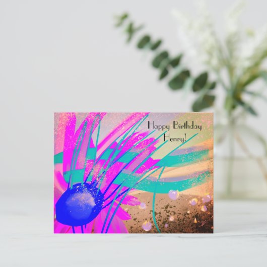 Weide bij zonsondergang - Abstracte schildering Briefkaart (Staand voorkant)