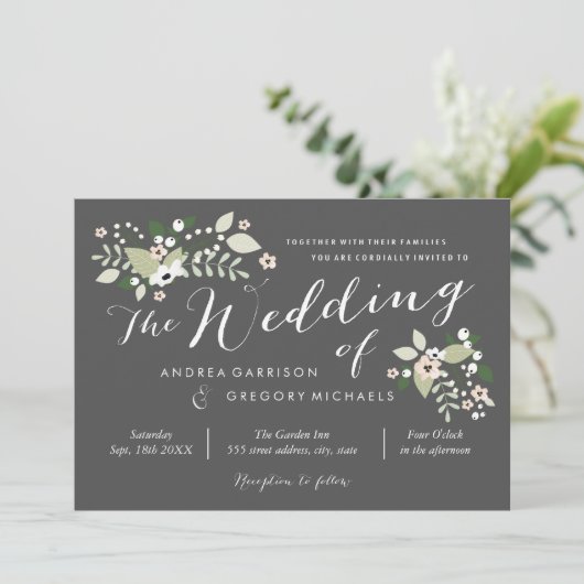 weide bloeit bruiloft uitnodiging (Staand voorkant)