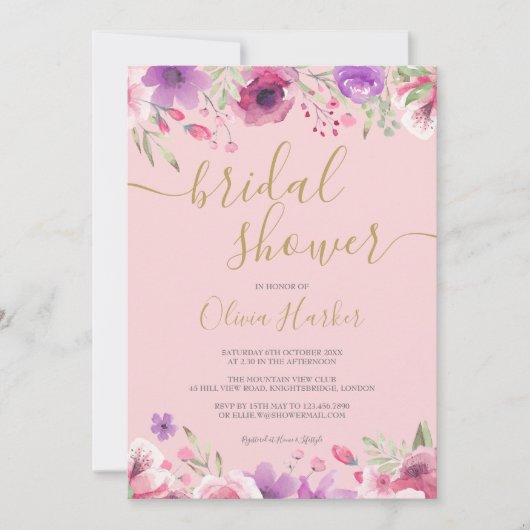 Weide Bloemen Bloem Bruiloftsborrel Kaart (Voorkant)