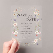 Weide Bloemen Bloemisterij Foto Bruiloft Acryl Uitnodigingen (Insitu (Draagbaar))