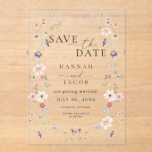 Weide Bloemen Bloemisterij Foto Bruiloft Acryl Uitnodigingen (Voorkant)