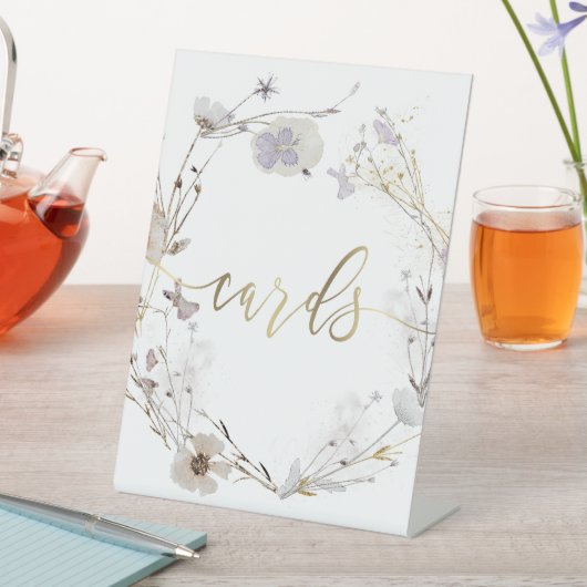 weide bloemen krans kaarten script teken reclamebord met voetstuk (Insitu)