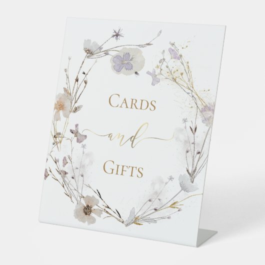 weide bloemen krans kaarten teken reclamebord met voetstuk (Voorkant)