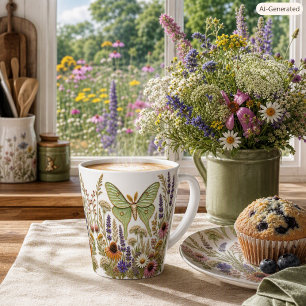 Weide Bloemen Luna Mot Botanisch Latte Mok