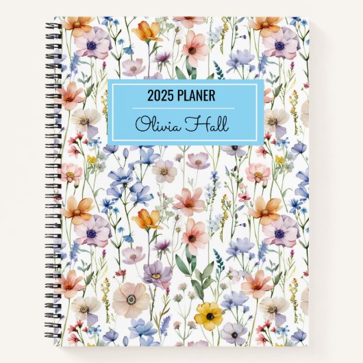 weide bloemen terug naar school benodigdheden lera notitieboek (Voorkant)