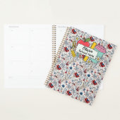 weide bloemige terug naar school benodigdheden ler planner (Display)