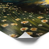 weide gevuld met witte bloemetjes Glanzend Poster (Hoek)