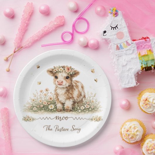 Weide Melodie koe papieren borden Bordje (Feest)