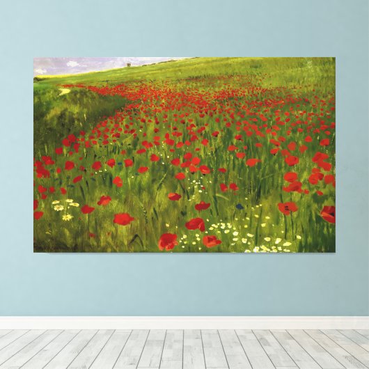 Weide met papaver (1896) Merse Pál Szinyei Canvas Afdruk (Insitu (Houten vloer))