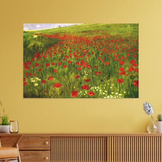 Weide met papaver (1896) Merse Pál Szinyei Canvas Afdruk (Insitu (Woonkamer))