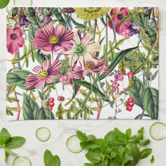 weide met wilde bloemen theedoek (Gevouwen)