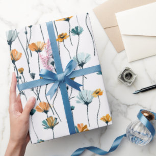 weide met wilde bloemen,waterverf boho wilde bloem cadeaupapier