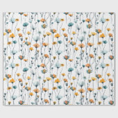 weide met wilde bloemen,waterverf boho wilde bloem cadeaupapier (Vlak)